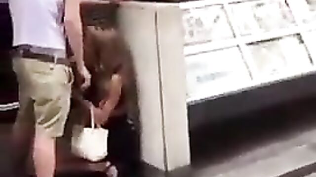 Busted! Dude receiving head from his girlfriend in public - 3 image