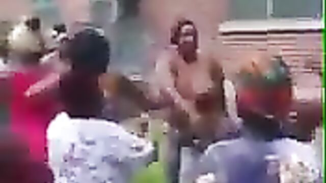 Breasts Fly As Black Side Chick With Big Breasts Is Stripped Naked While Fighting Main Chick In Public - 3 image