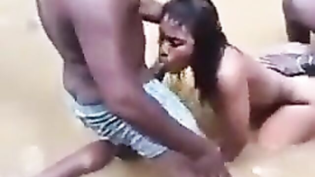 Students Threesome Sex In A River