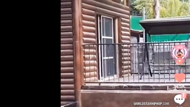 Side chick climbs down balcony in her panties in public to escape from angry wife who caught her with her cheating husband! - 4 image