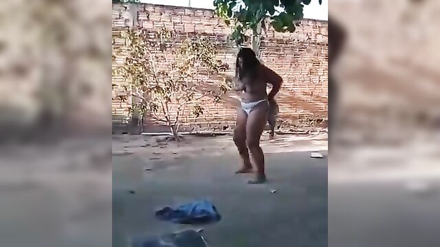 Drunk Ebony Girl Strips NAKED in Public - 5 image