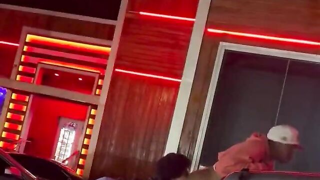 Girl caught eating ass in public