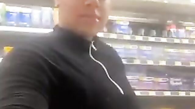 Chick flashing her big ass in a store in public - 1 image