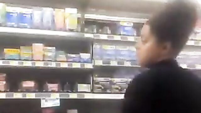 Chick flashing her big ass in a store in public - 4 image