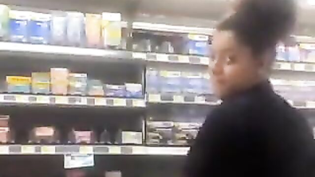 Chick flashing her big ass in a store in public - 5 image