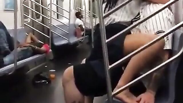 Couple having sex on a subway train in public - 5 image