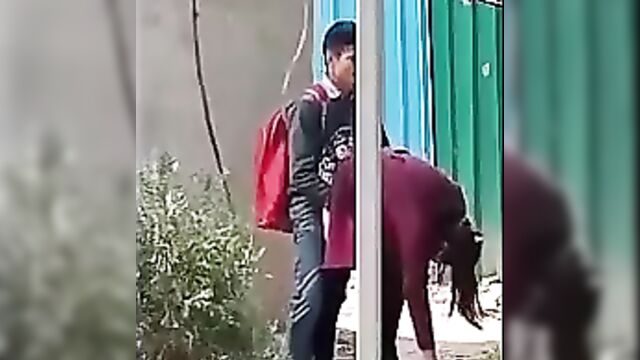 Horny student couple caught having sex outdoors in public - 6 image