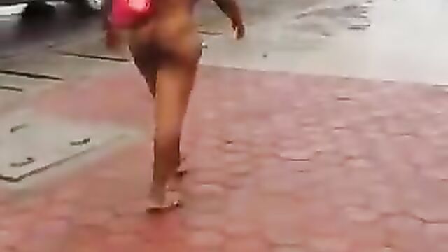 Busty naked mad woman on the road - 1 image