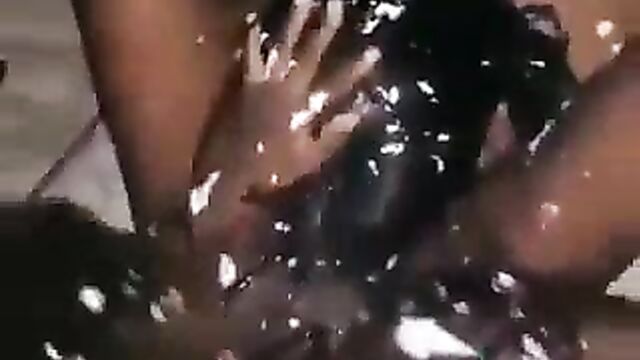 4 NAKED ladies eating pussy with honey & cream to entertain guests at a party - 4 image