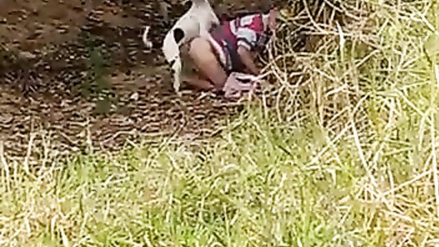 Woman doing bad things with her dog in the bush - 5 image