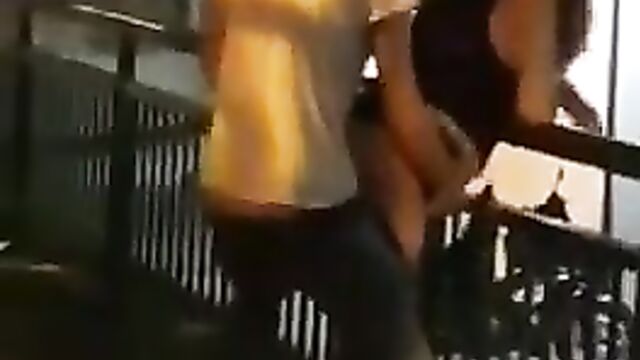 Sex on a fence in public - 5 image