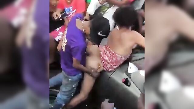 Crazy old man doing it with a prostitute in public