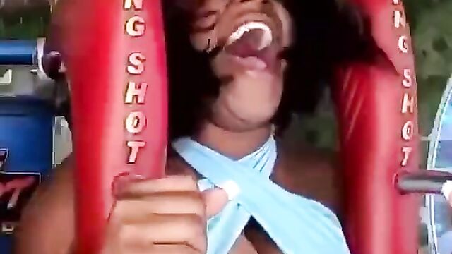Boobs Exposed In Public As Girl Takes Slingshot Ride - 3 image