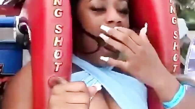 Boobs Exposed In Public As Girl Takes Slingshot Ride - 5 image