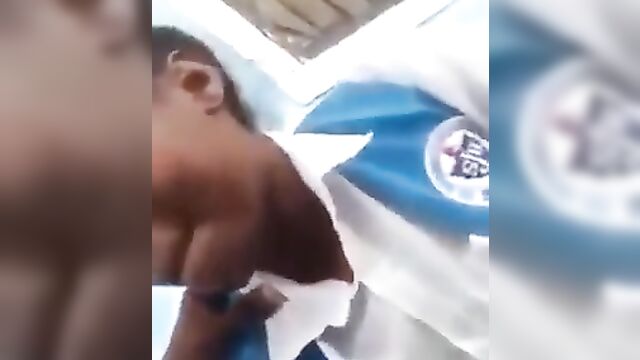 Pretty school girl caught giving boyfriend blowjob in school uniform after school - 4 image