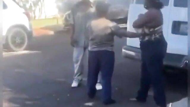 Big breasts everywhere as couple get caught fighting in public - 1 image