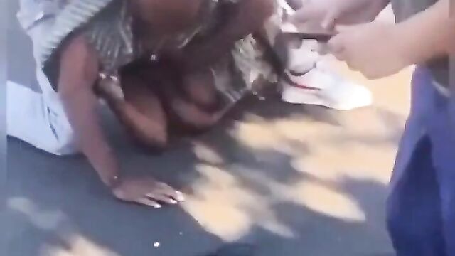 Big breasts everywhere as couple get caught fighting in public - 4 image