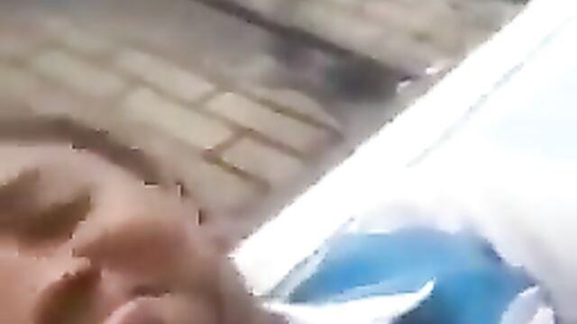 School girl caught giving her student boyfriend blow job in school uniform in public - 1 image