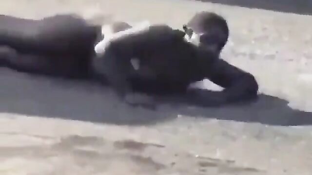 Naked man lying on the road in public rushes into a bus! - 5 image