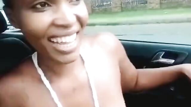 Showing boobs on a car ride - 5 image