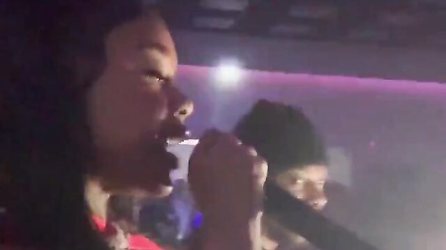 Suki rapping with her breasts out in public - 3 image