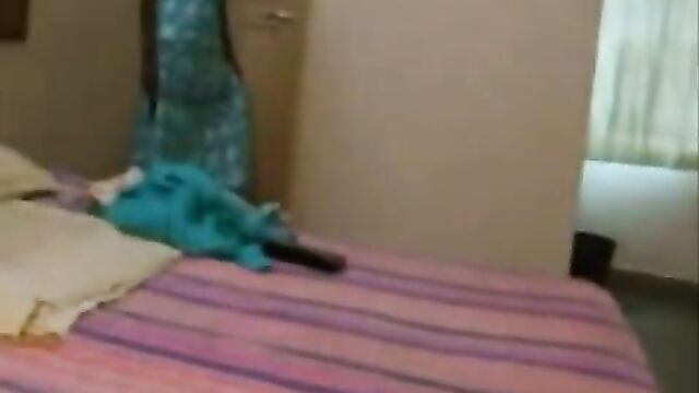 Asian girl with big breasts stripping naked and doing it with her boyfriend in front of the maid - 1 image