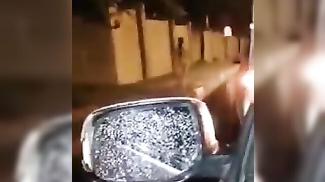 Nude girl with fine ass caught naked in public at night - 2 image