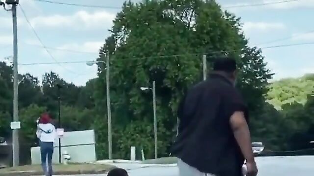 Crazy couple caught fighting & stripping themselves naked in public, exposing ass and pussy - 5 image