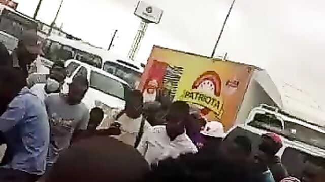 Naked Mad Woman With Big Breasts And Ass Caught Showing Pussy In Public While Holding Her Dog - 1 image