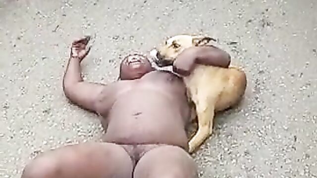 Naked Mad Woman With Big Breasts And Ass Caught Showing Pussy In Public While Holding Her Dog - 4 image