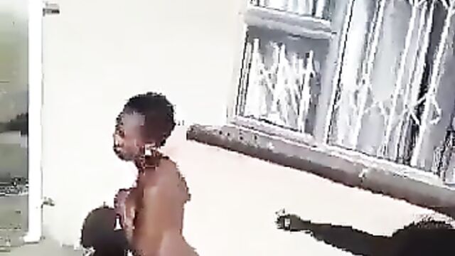 Side chick runs out NAKED in public after wife returned home early and caught her having sex with her cheating husband - 1 image