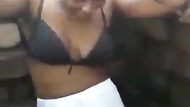 African girl showing her breasts and pussy in the bathroom