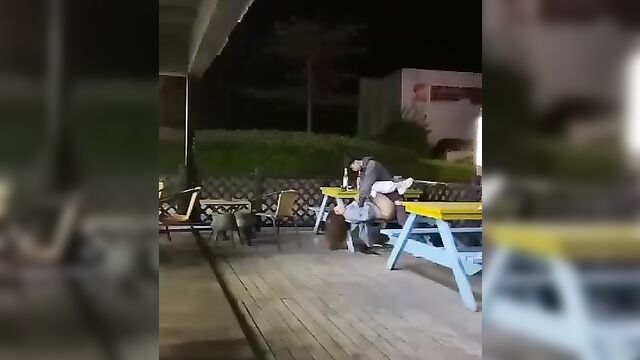 Public sex in a restaurant at night video leaked
