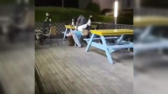 Public sex in a restaurant at night video leaked - 5 image