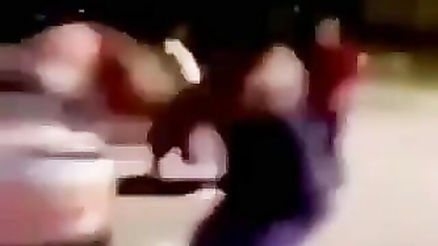 Big ass exposed as fat lady gets stripped naked in public while fighting - 1 image