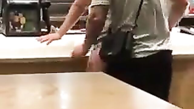 Caught doing it in a fast food restaurant