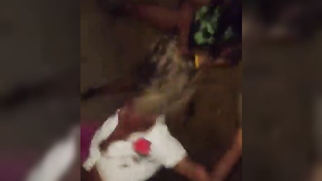 Pussy exposed as two whores fight over a rich man - 4 image