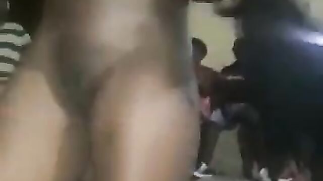 Pussy, boobs and ass exposed in public as thots dance naked at an African club party