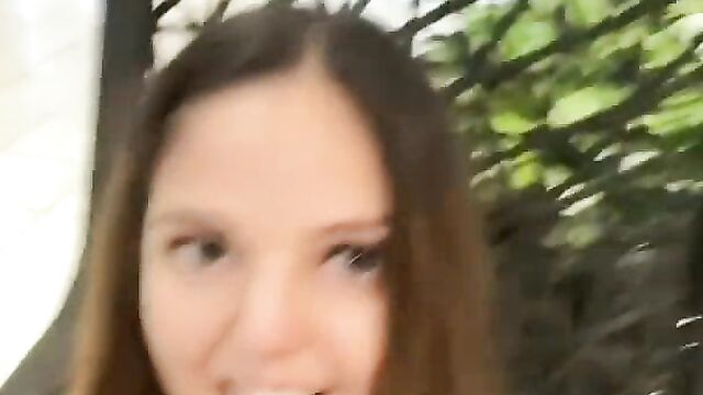 Crazy chick sucking pussy in a mall - 3 image