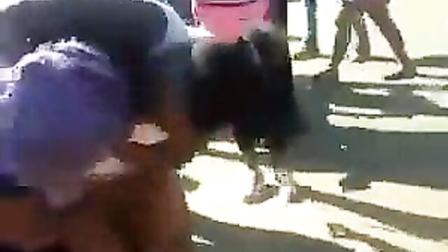 Girl strips her opponent and exposes her naked ass during fight - 5 image