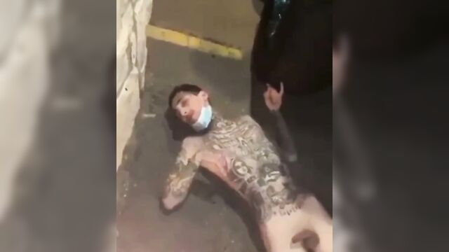 Guy with tattoos gets stripped naked and beat up for stealing