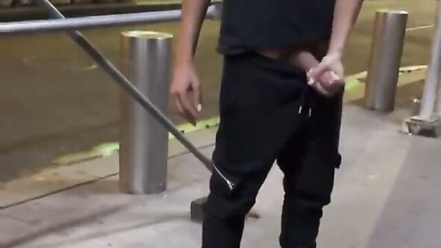 Crazy dude masturbates and pours his cum on sleeping homeless man in public! - 4 image