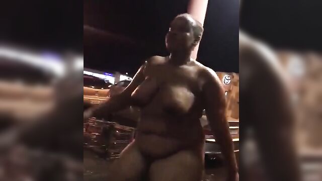 Naked drunk ebony fat whore caught outside a Nightclub in South Africa in public