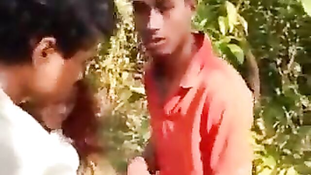 Couple caught cheating in the bush and stripped naked