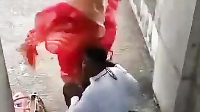 Couple caught having discreet sex on the stairs in public - 3 image