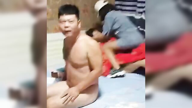 Cheating married girl caught naked with boyfriend having sex and beaten in public - 1 image