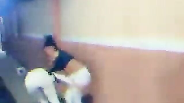 Boobs on display as girls fight and fall inside gutter - 1 image