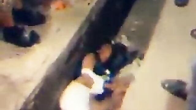 Boobs on display as girls fight and fall inside gutter - 3 image