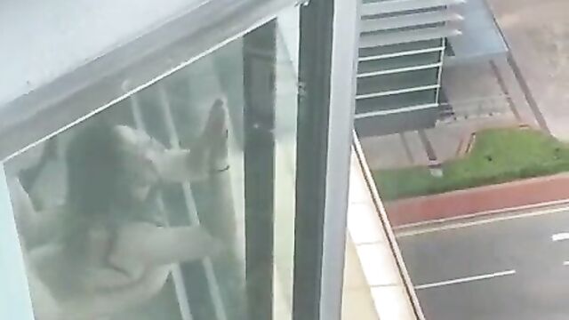 Naked couple caught having sex in public in a tower block