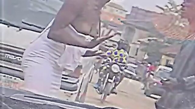 Boobs out in crazy public street fight